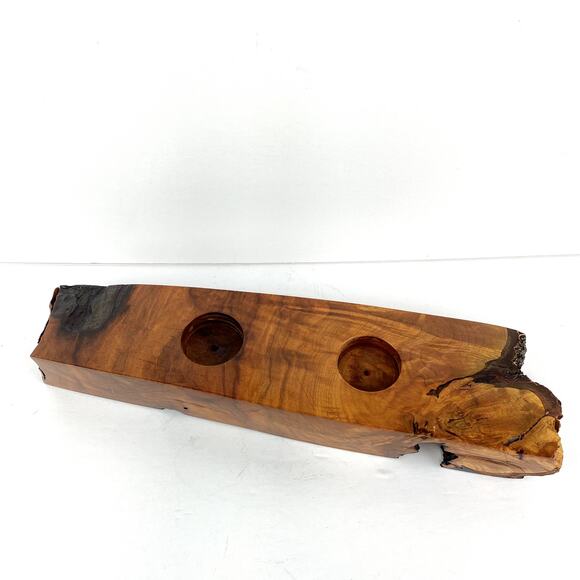 Live Edge Walnut Wood Tea Light Holder Centerpiece - Picture 2 of 9